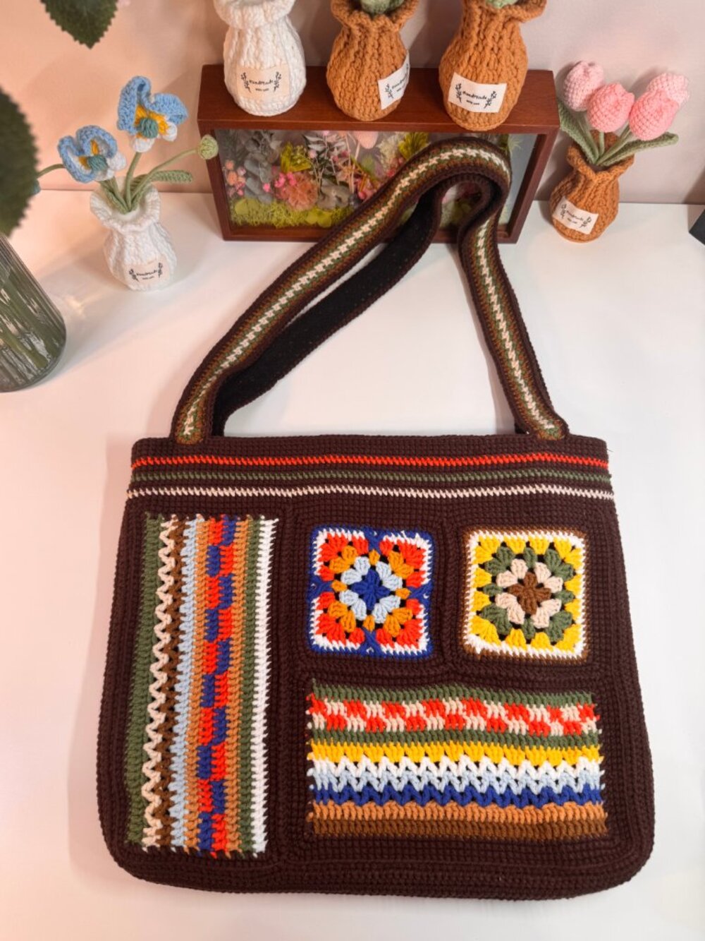 Handcrocheted Hazel Patchwork Crochet Tote - Picture 3 of 5